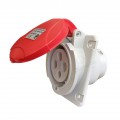 Presa industriale CEE 3P + T 32A 400V IP44 da incasso inclinato 10° impermeabile esterno rosso