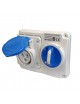 Presa CEE industriale interbloccato 2P + T 16A 230V 6H IP44 con interruttore AC 23A 10KA da incasso impermeabile blu