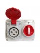 Presa CEE industriale interbloccato 3P + T 16A 400V 6H IP44 con interruttore AC 23A 10KA da incasso impermeabile rosso