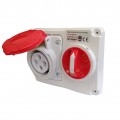 Presa CEE industriale interbloccato 3P + T 32A 400V 6H IP44 con interruttore AC 23A 10KA da incasso impermeabile rosso