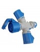 Multipresa industriale CEE 6H con spina 3 prese 2P + T 16A 230V IP44 impermeabile per esterno blu