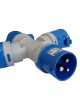 Multipresa industriale CEE 6H con spina 3 prese 2P + T 16A 230V IP44 impermeabile per esterno blu