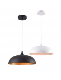 Lampadario a sospensione industriale a campana 45cm in metallo con attacco E27 vintage per salotto cucina bianco nero