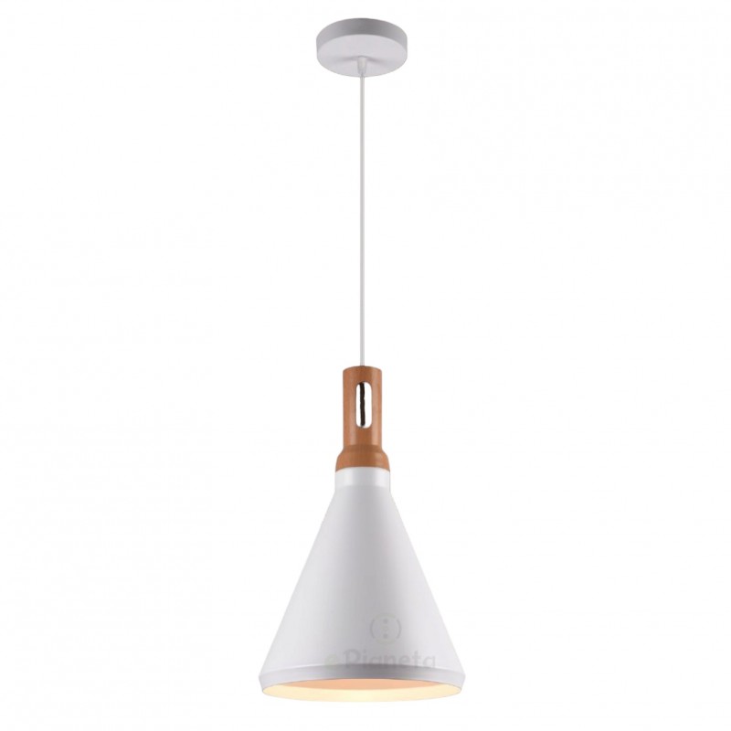 Lampadario a sospensione industriale a cono stretto in metallo nero bianco con attacco E27 per cucina salotto