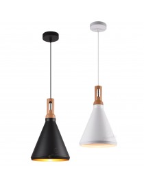 Lampadario a sospensione industriale a cono stretto in metallo nero bianco con attacco E27 per cucina salotto