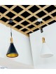 Lampadario a sospensione industriale a cono stretto in metallo nero bianco con attacco E27 per cucina salotto