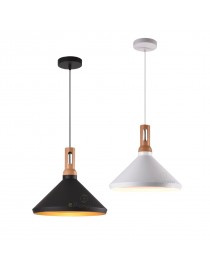 Lampadario a sospensione industriale a cono triangolo in metallo nero bianco con attacco E27 per cucina salotto