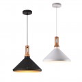 Lampadario a sospensione industriale a cono triangolo in metallo nero bianco con attacco E27 per cucina salotto