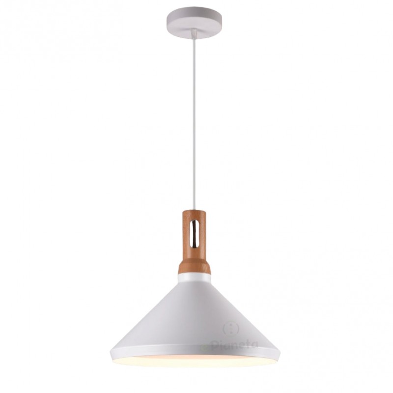 Lampadario a sospensione industriale a cono triangolo in metallo nero bianco con attacco E27 per cucina salotto
