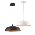 Lampadario a sospensione industriale a campana 35cm in metallo con attacco E27 vintage per salotto cucina nero bianco