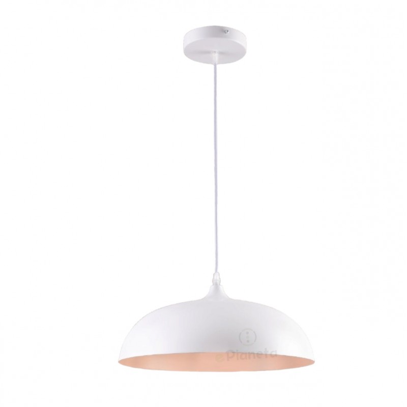 Lampadario a sospensione industriale a campana 35cm in metallo con attacco E27 vintage per salotto cucina nero bianco