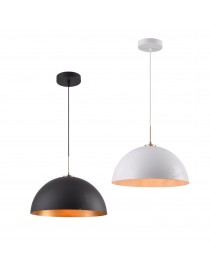Lampadario industriale sospeso a campana in metallo con attacco E27 vintage per salotto cucina nero bianco