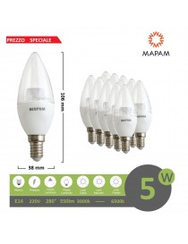 X10 lampadina led 5w E14 oliva trasparente attacco piccolo luce bianco calda