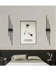 Applique led 23W nero 3 stecche bastoni lineare design moderno luce naturale calda a parete