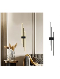 Applique led 23W nero 3 stecche bastoni lineare design moderno luce naturale calda a parete