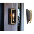 Applique da parete rettangolare nero oro per lampadina attacco E27 design vintage retrò