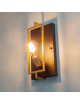 Applique da parete rettangolare nero oro per lampadina attacco E27 design vintage retrò
