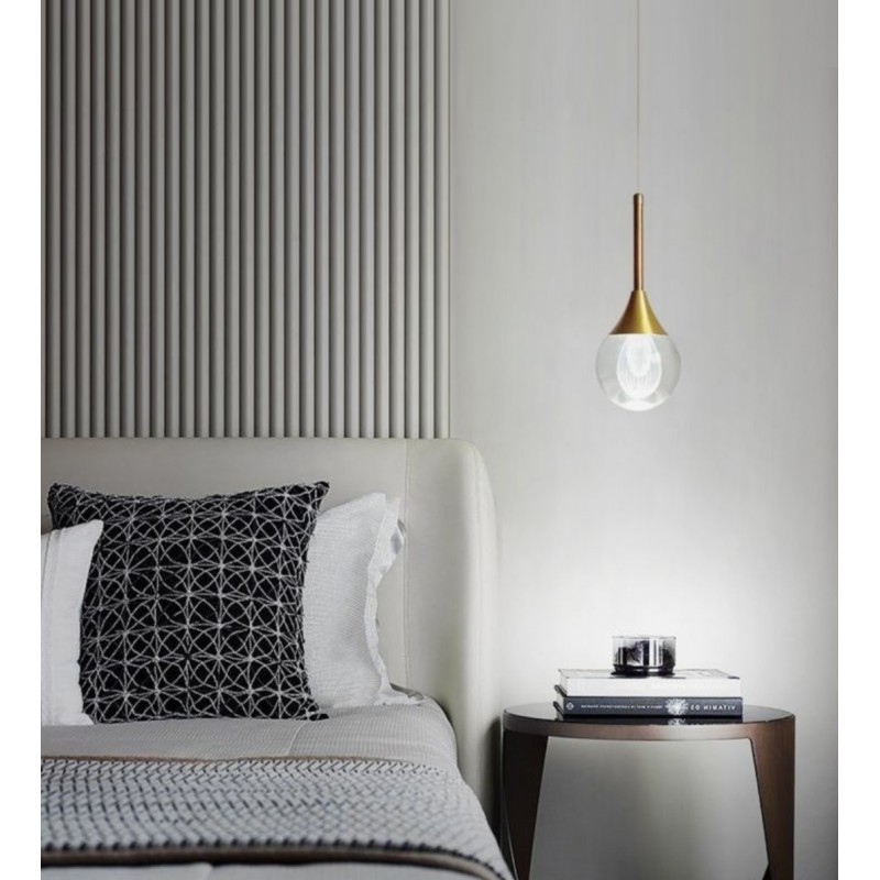 Lampadario applique a sospensione led goccia oro da comodino lampada per camera da letto luce bianca naturale calda