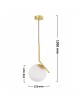 Lampadario a sospensione metallo Oro con Sfera in vetro bianco attacco E27 design moderno minimal