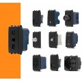 Frutti elettrici compatibili con supporti Vimar Arké nero interruttore presa pulsante schuko deviatore
