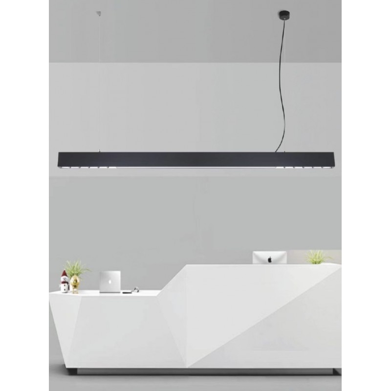 Lampadario lineare a sospensione nero led 42W orizzontale moderno interno commerciale negozio uffici banco e scrivania