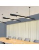 Lampadario lineare a sospensione nero led 42W orizzontale moderno interno commerciale negozio uffici banco e scrivania