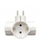 Adattatore 3 prese schuko con spina 16A sdoppiatore tripla presa multipresa bianco