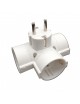 Adattatore 3 prese schuko con spina 16A sdoppiatore tripla presa multipresa bianco