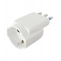 Adattatore con spina grande 16A disassata salvaspazio e presa schuko bianco