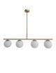 Lampadario a sospensione oro argento con 4 sfere bolle bianche in vetro attacco led G9
