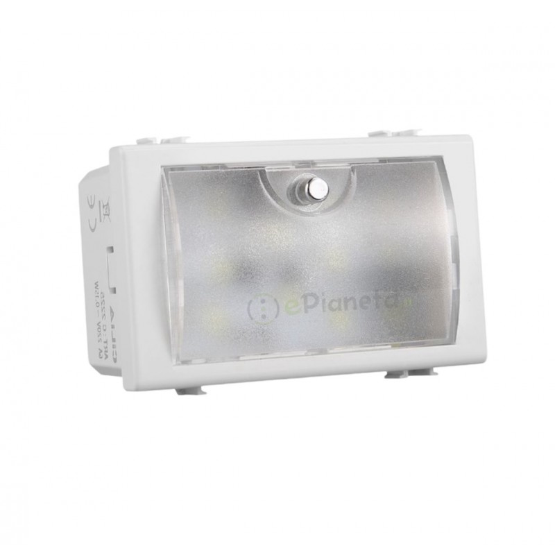 Lampada di emergenza compatibile con Bticino Matix per scatola 503 luce led 1.5w 3 moduli da incasso a parete anti blackout