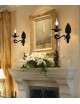 Applique a candelabro classico vintage attacco E14 nero bianco con cristalli pendenti lampada da parete