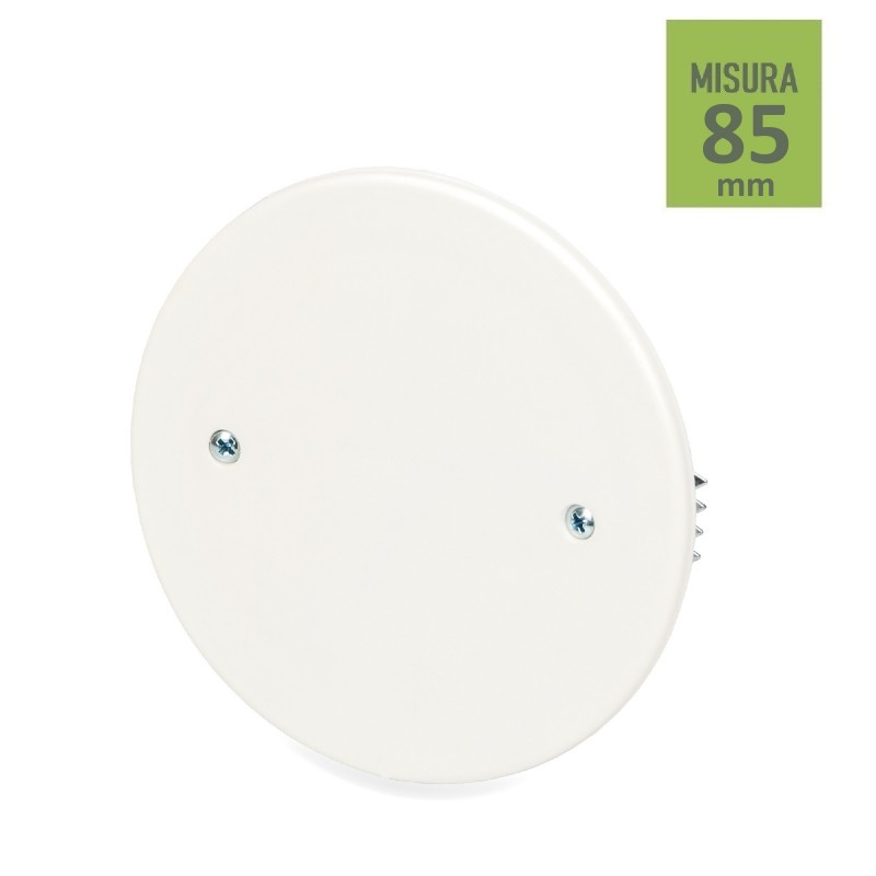Coperchio tondo bianco Ø 85mm per scatola incasso cassetta di derivazione con viti