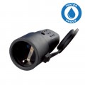 Presa schuko nero standard tedesco 16A 2P+T in gomma impermeabile per esterno con coperchio
