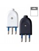 Spina elettrica volante 10A 2P/T standard italiano bianco nero tipo S11 attacco piccolo uscita cavo assiale 250V
