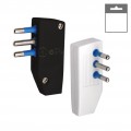 Spina elettrica volante nero bianco 10A 2P/T S17 salva spazio reversibile uscita cavo assiale 250V per prolunga
