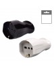 Presa elettrica volante grande schuko16A 2P/T uscita cavo assiale bianco nero 250V per prolunga