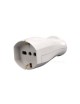 Presa elettrica volante grande schuko16A 2P/T uscita cavo assiale bianco nero 250V per prolunga
