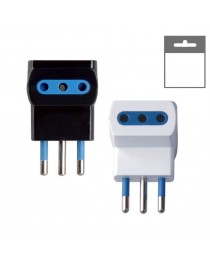 Adattatore triplo spina piccola con 3 prese 10A bianco nero multipresa