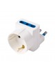 Adattatore multipresa con spina grande 16A salvaspazio disassata 1 presa schuko 2 prese bipasso bianco