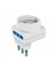 Adattatore multipresa con spina grande 16A salvaspazio disassata 1 presa schuko 2 prese bipasso bianco