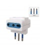Adattatore triplo spina italiana attacco piccolo 10A a presa bivalente bipasso 10 16A bianco