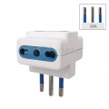 Adattatore triplo spina italiana attacco piccolo 10A a presa bivalente bipasso 10 16A bianco