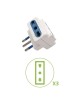Adattatore triplo spina italiana attacco piccolo 10A a presa bivalente bipasso 10 16A bianco