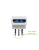 Adattatore triplo spina italiana attacco piccolo 10A a presa bivalente bipasso 10 16A bianco