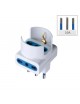 Adattatore triplo spina italiana attacco piccolo 10A a presa bivalente bipasso 10 16A bianco