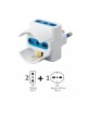 Adattatore triplo spina italiana attacco piccolo 10A a presa bivalente bipasso 10 16A bianco