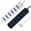Multipresa prolunga elettrica con 6 prese bipasso 10 16A 250V ciabatta bianco nero cavo 1.5 mt