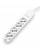 Multipresa prolunga elettrica con 4 prese schuko 16A 250V ciabatta bianco nero cavo 1.5 3 mt con interruttore