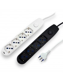 Multipresa prolunga elettrica con 4 prese schuko 16A 250V ciabatta bianco nero cavo 1.5 3 mt con interruttore